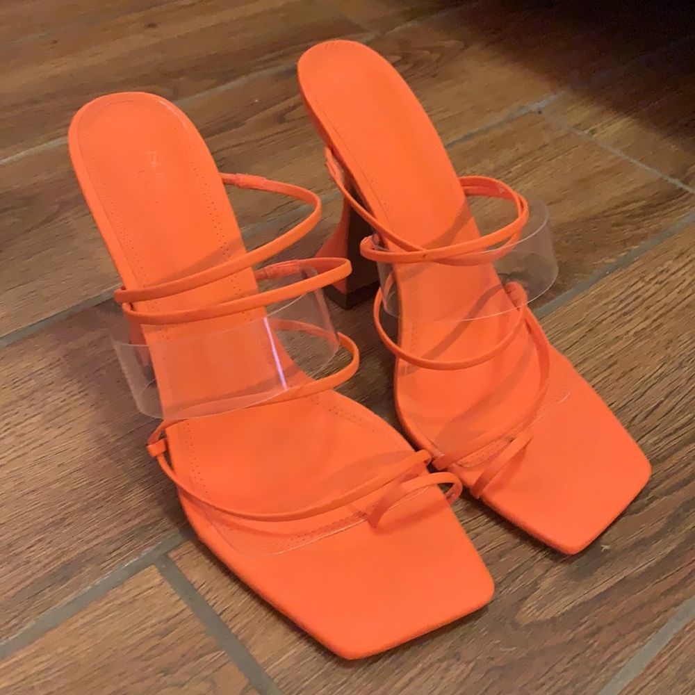 ASOS Next toe loop orange strappy heeled sandals